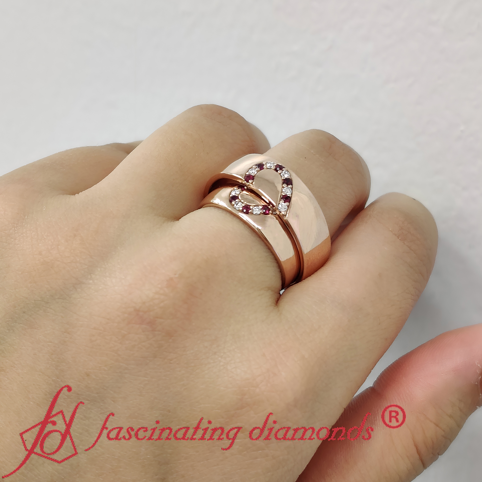 Unique Ruby Engagement Ring Ruby wedding band rose gold bridal ring half eternity ruby wedding ring shops stakable band Anniversary Gifts